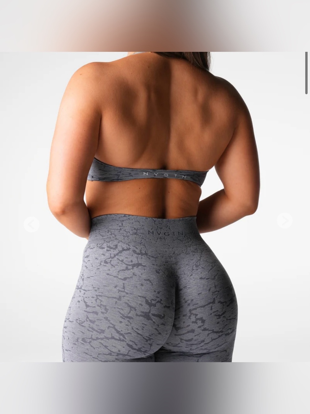 NVGTN Breakthrough Grey Seamless Leggings Halter Bra Top Set M/L
Bra is a size